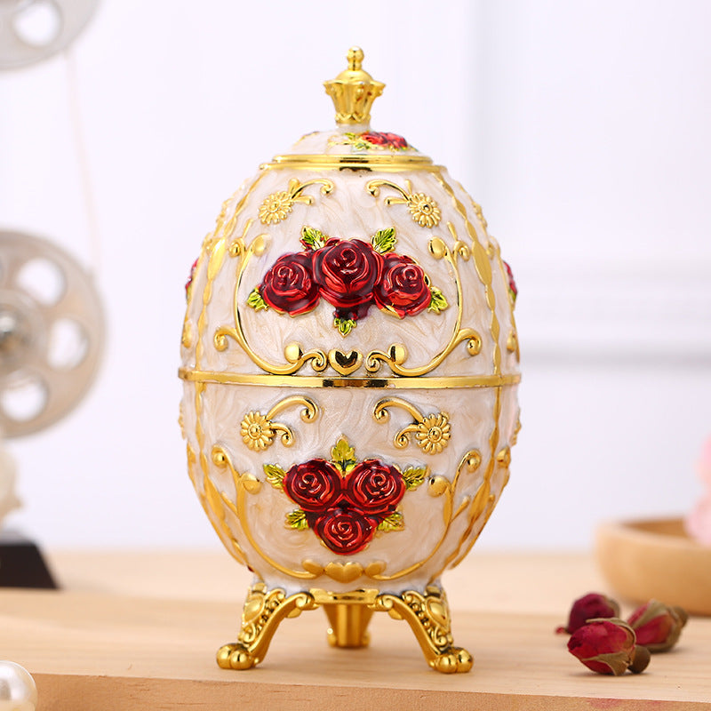 Portastuzzicadenti uovo decorato rosso dorato