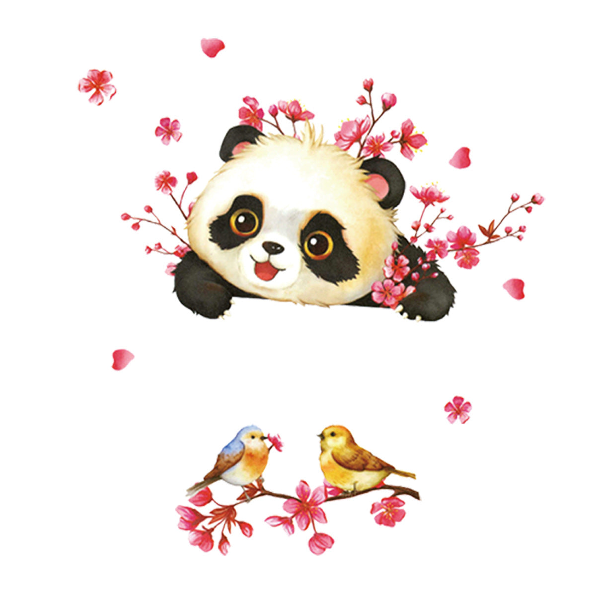 Adesivo panda e fiori
