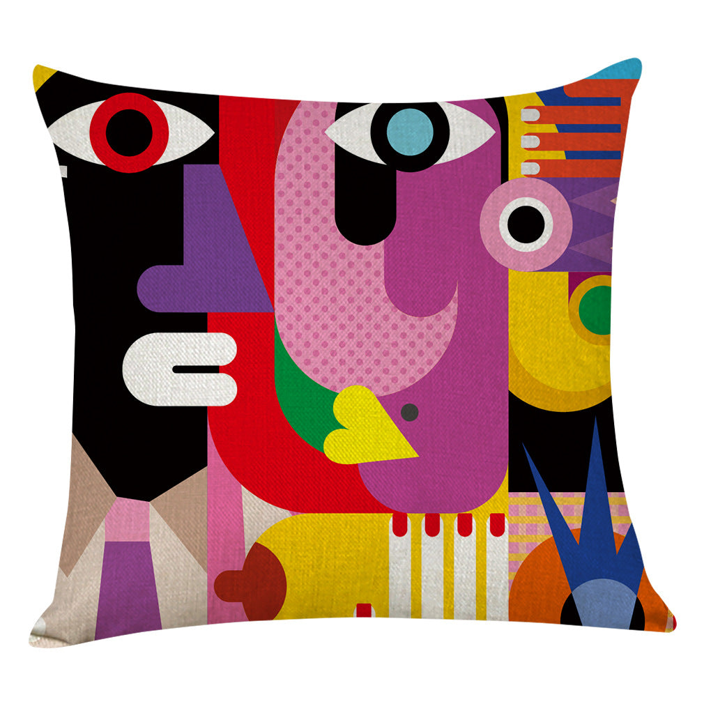 Federa cotone-lino astratta