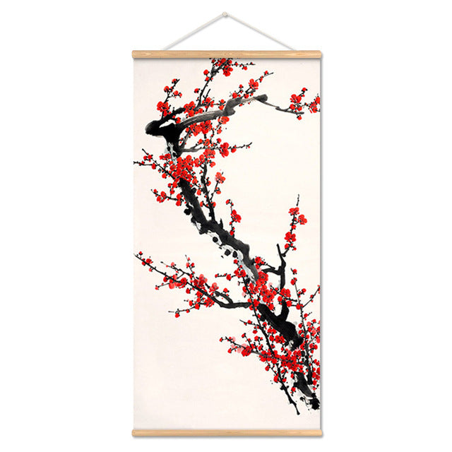 Adesivo murale Acquarello asiatico bamboo fiori
