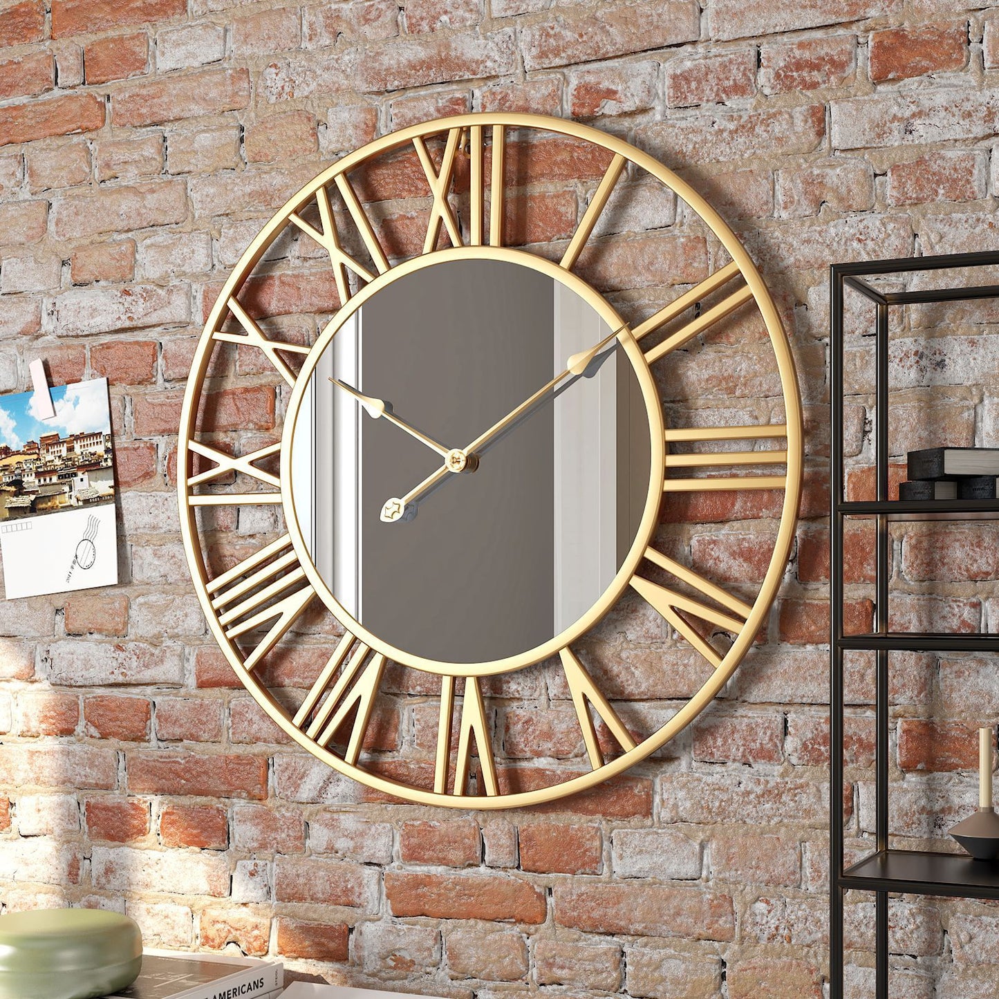 Orologio da parete Numeri romani specchio dorato