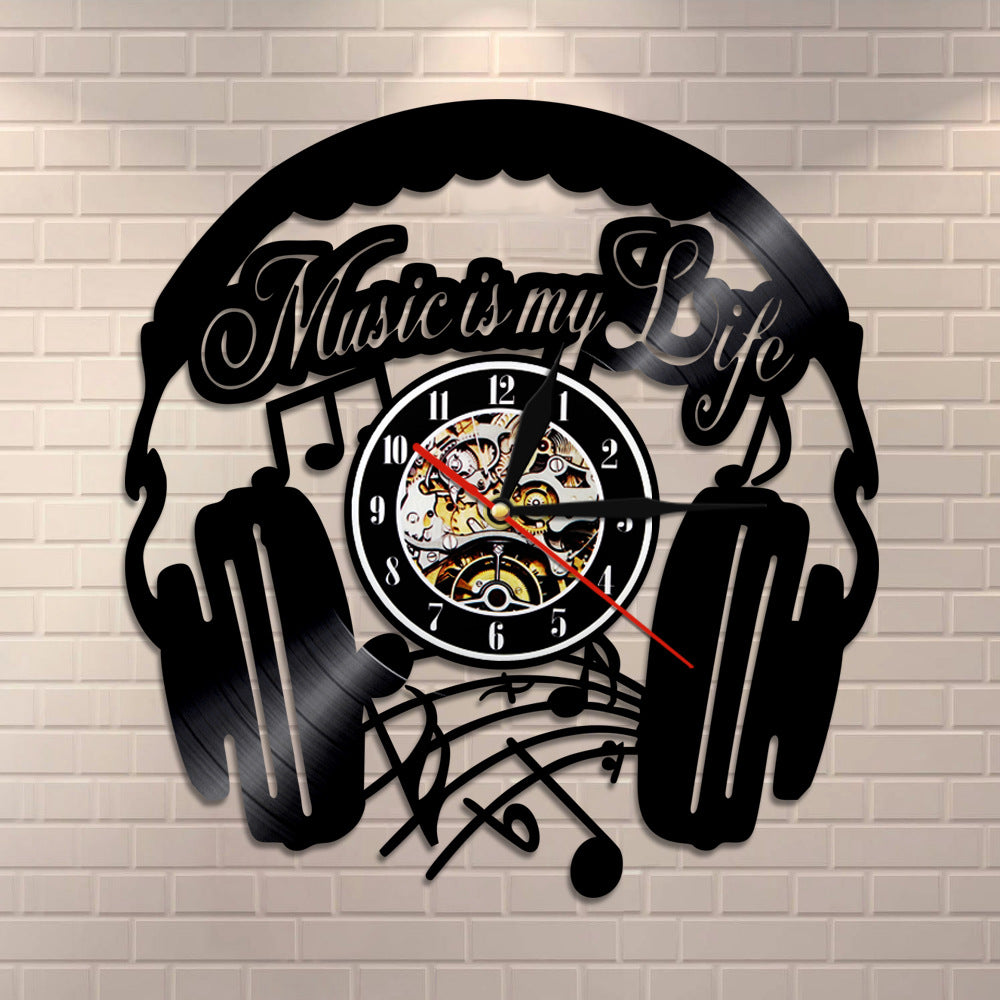 Orologio da parete Cuffie musica vintage