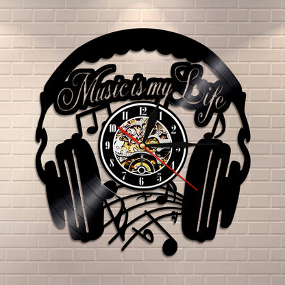 Orologio da parete Cuffie musica vintage