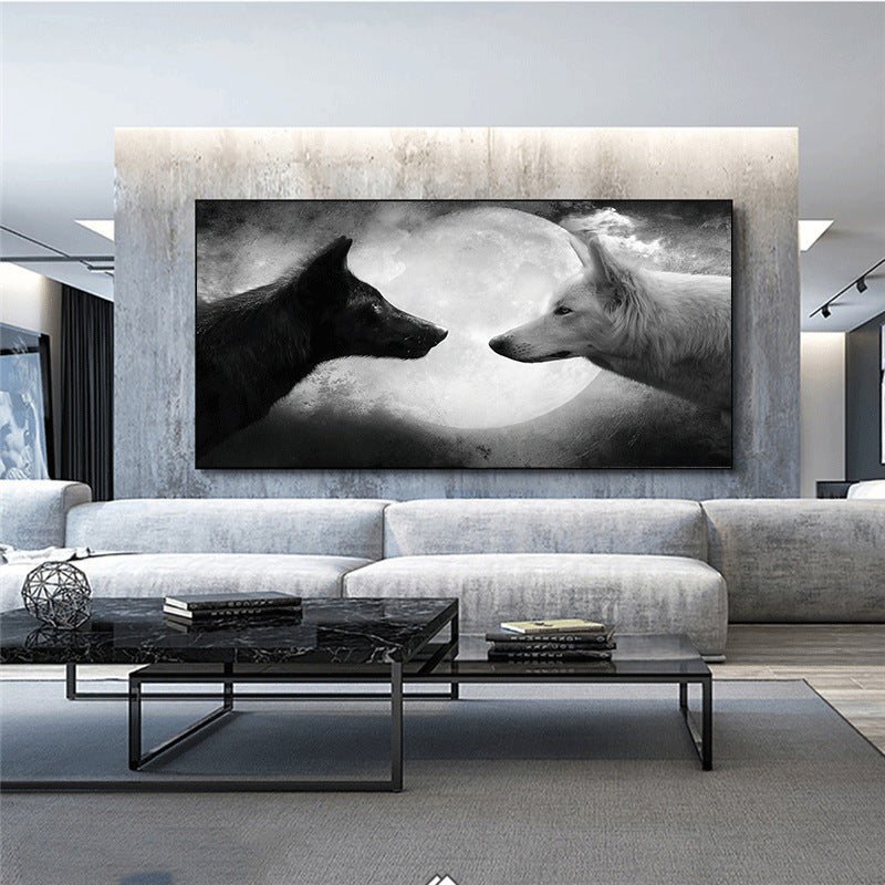 Quadro lupi bianco nero