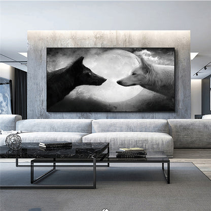 Quadro lupi bianco nero