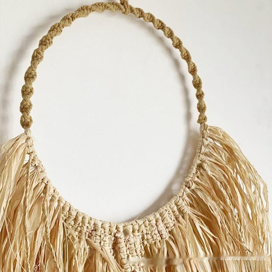 Arazzo Macramé mezzaluna con frange dense