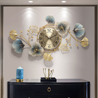 Orologio da parete Fiori oro blu