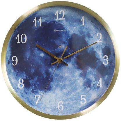 Orologio da parete Luna neon blu