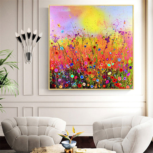 Quadro su tela Campo fiorito multicolore