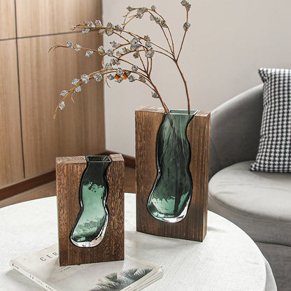 Vaso legno e vetro
