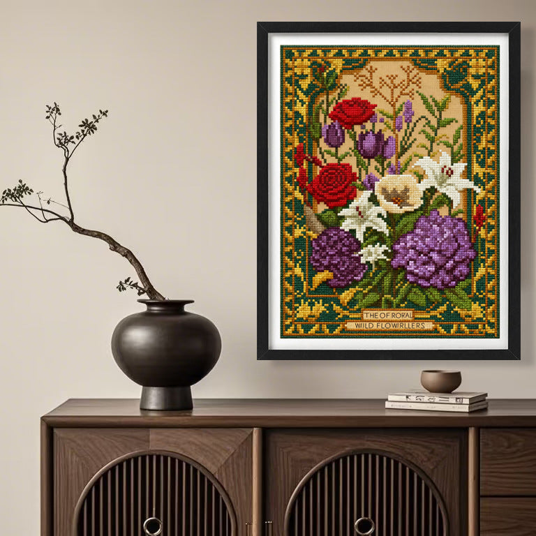 Quadro ricamato fiori