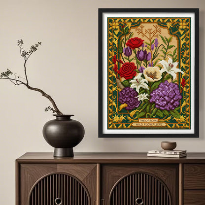 Quadro ricamato fiori