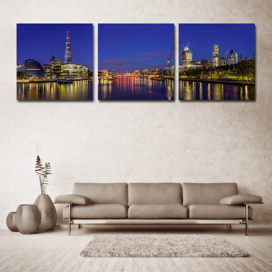 Quadro su tela Skyline notturna al tramonto