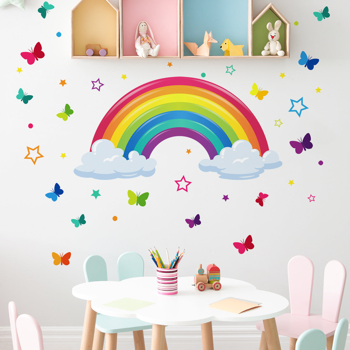 Adesivo farfalle e cuori