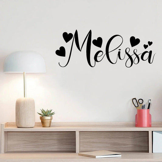 Adesivo murale Nome Melissa con cuori