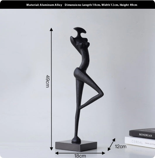 Scultura figura nera astratta lucida
