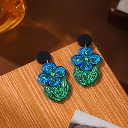 Orecchini fiore blu