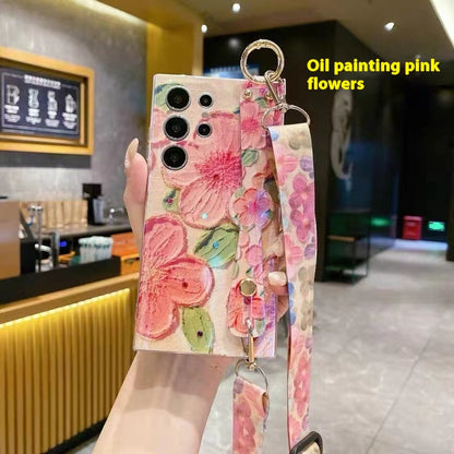 Custodia telefono strass fiori