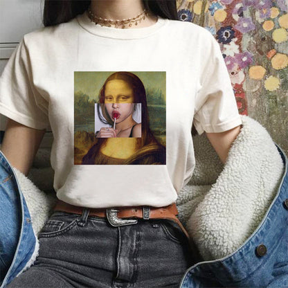 T-shirt stampa olio collo tondo