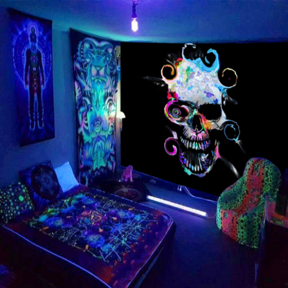 Tappezzeria fluorescente teschio