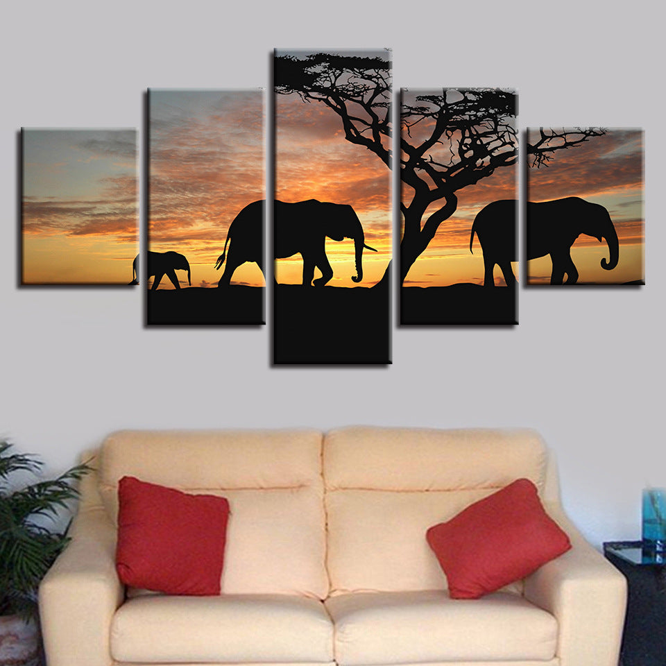 Set di 5 Quadri Elefante
