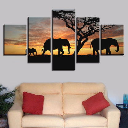 Set di 5 Quadri Elefante