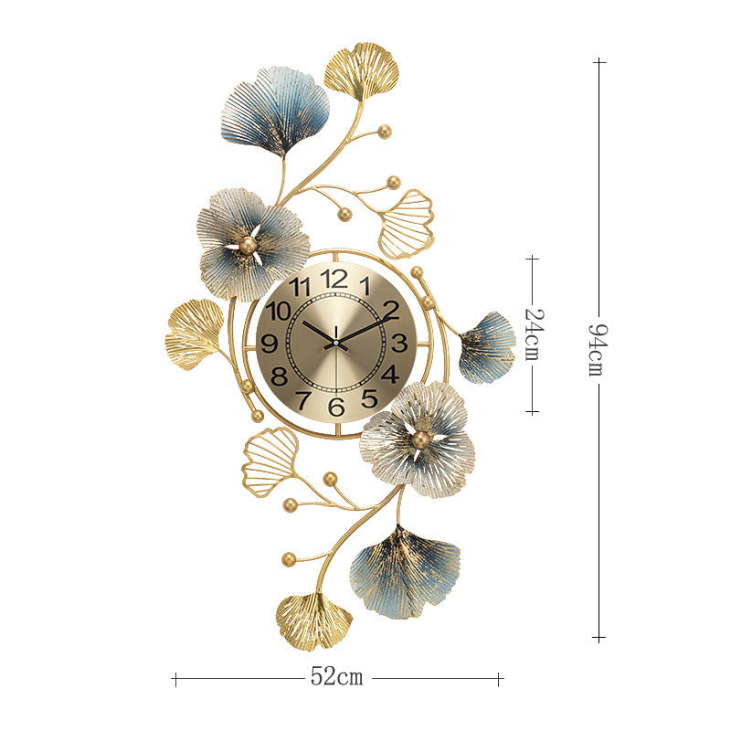 Orologio da parete Fiori oro blu