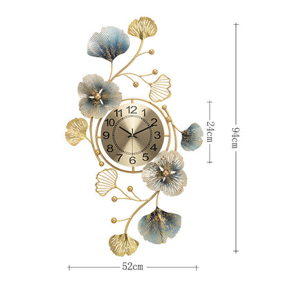 Orologio da parete Fiori oro blu