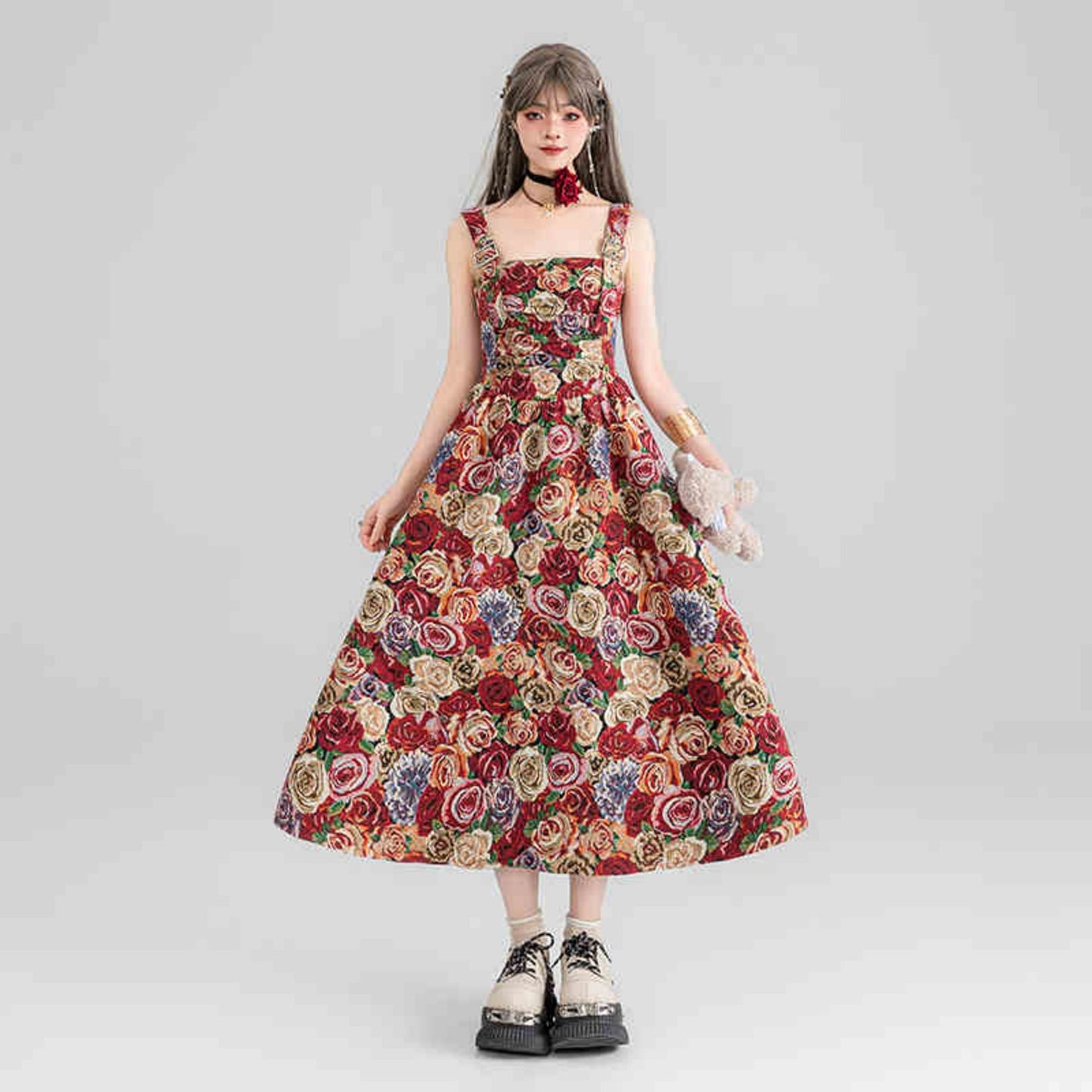 Vestito jacquard stampa