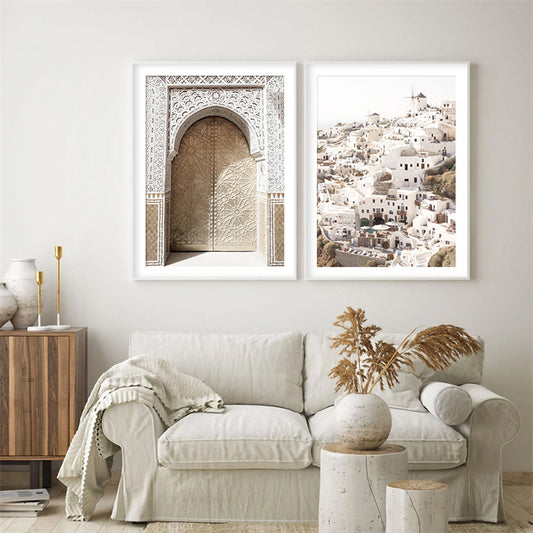 Quadro su tela Arco arabesco e Santorini