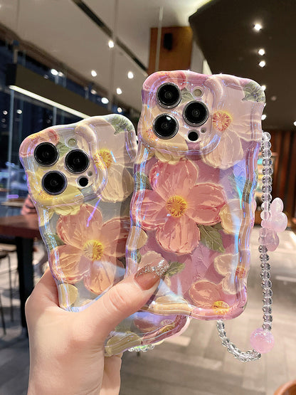 Custodia telefono cordino fiori