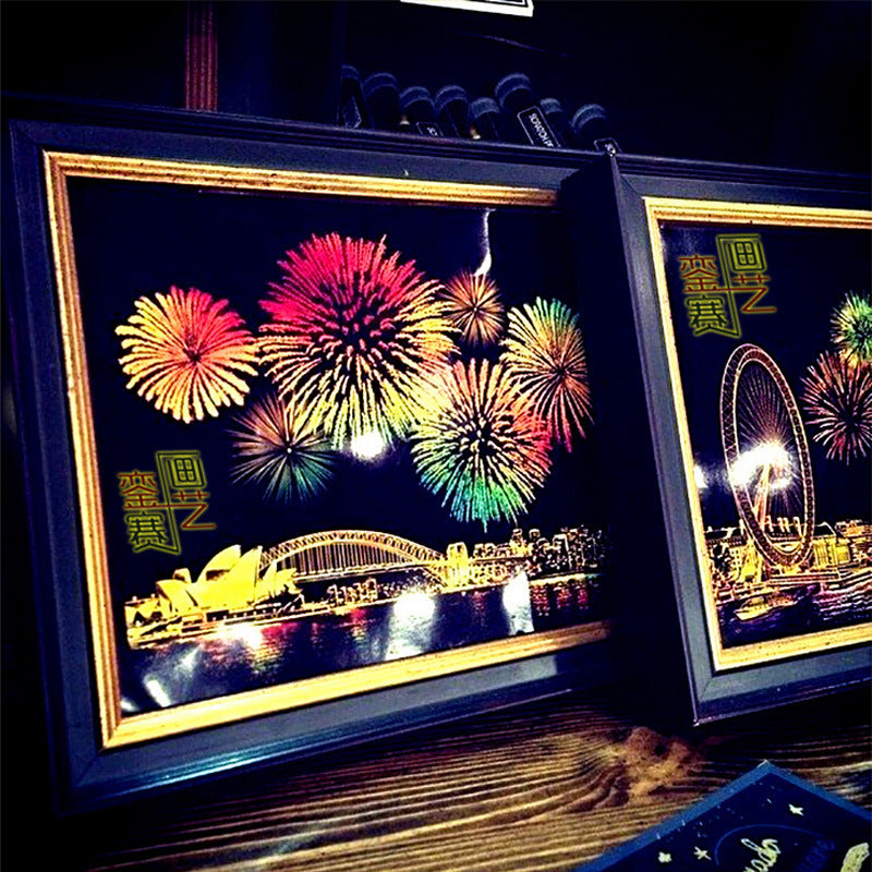 Quadro scratch fuochi d'artificio