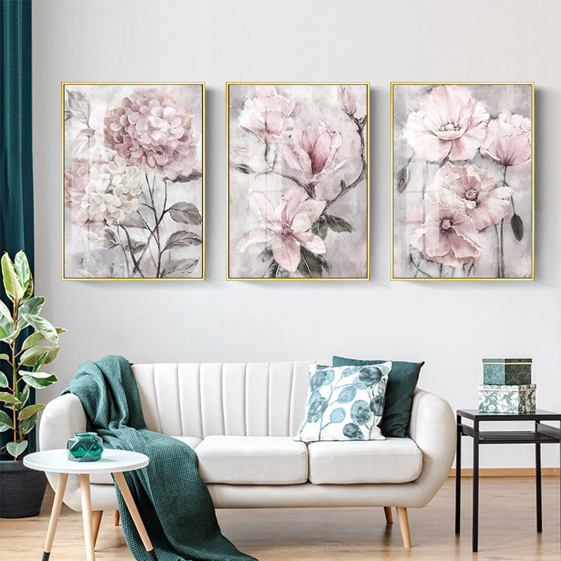 Quadro fiori rosa retrò