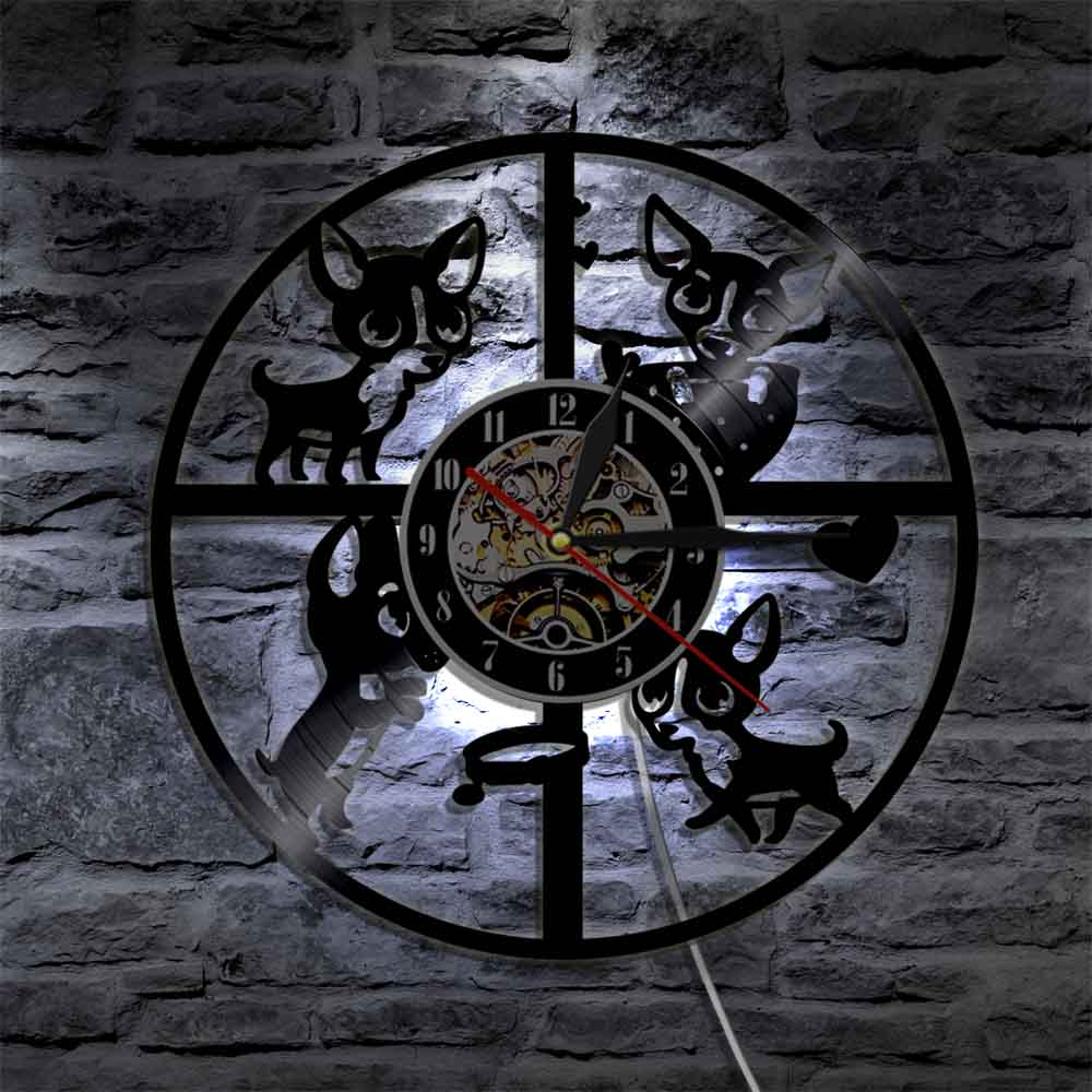Orologio da parete Cani giocosi silhouette