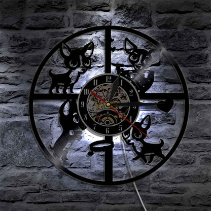 Orologio da parete Cani giocosi silhouette