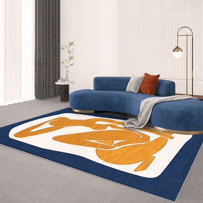 Tappeto astratto onde arancione e blu
