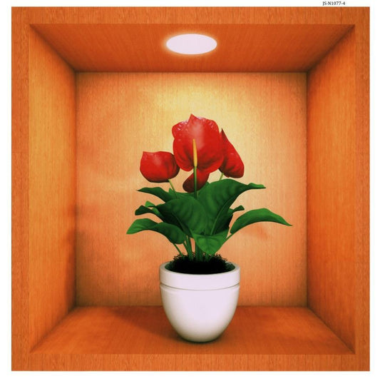 Adesivo fiori e vaso 3D