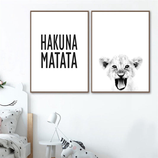 Quadro su tela Leone che ride Hakuna Matata