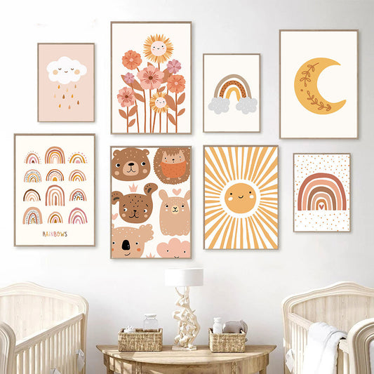 Quadro su tela Collezione nursery girasoli sole animali
