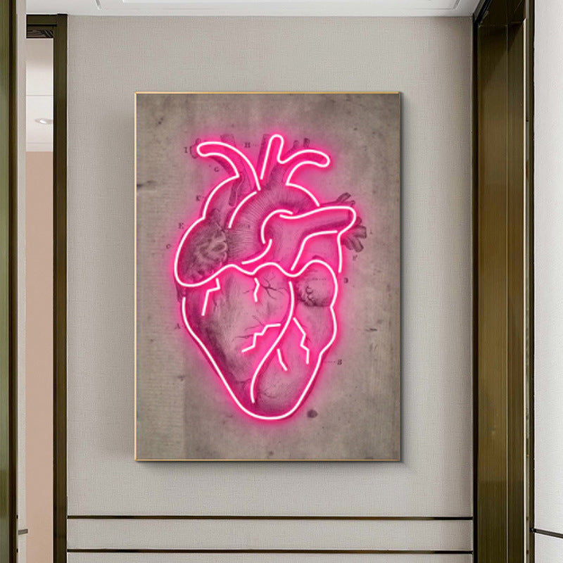 Quadro Cuore Neon Astratto