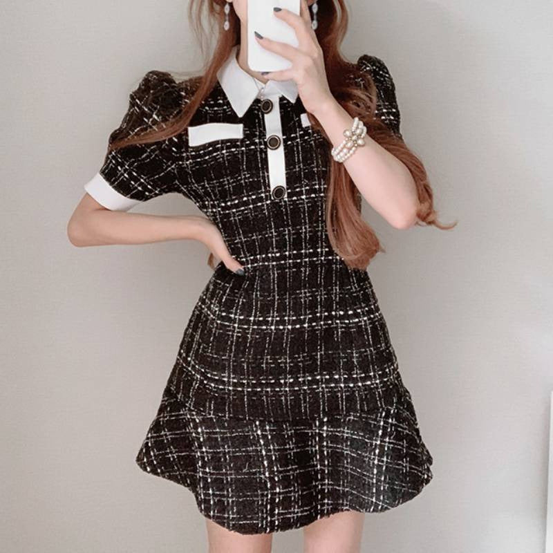 Abito plaid cintura
