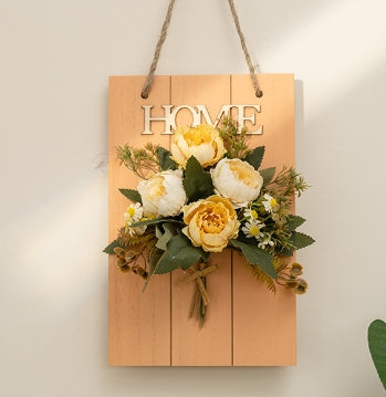 Quadro in MDF Peonie e crisantemi gialli