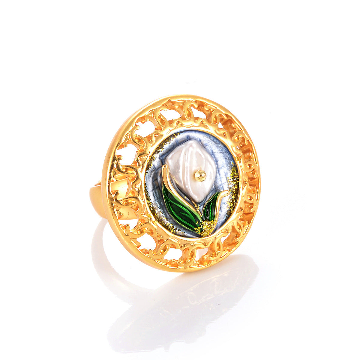 Anello perle floreali