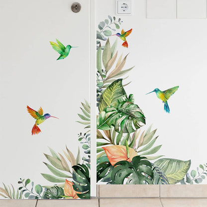 Adesivo pianta colibrì