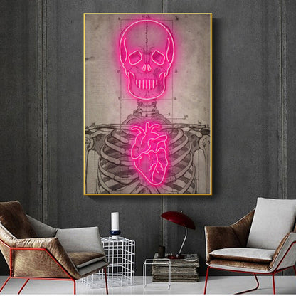 Quadro Cuore Neon Astratto