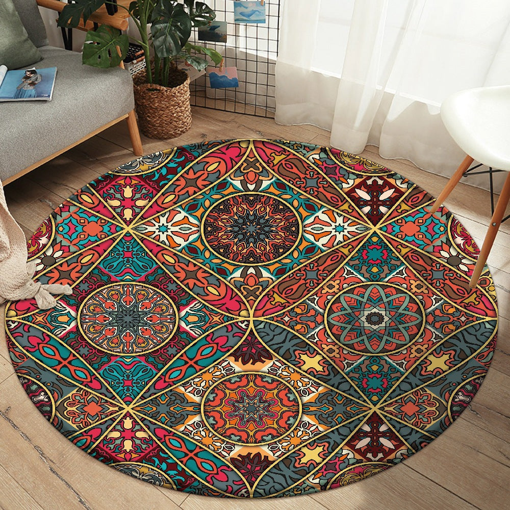 Tappeto rotondo mandala patchwork colorato