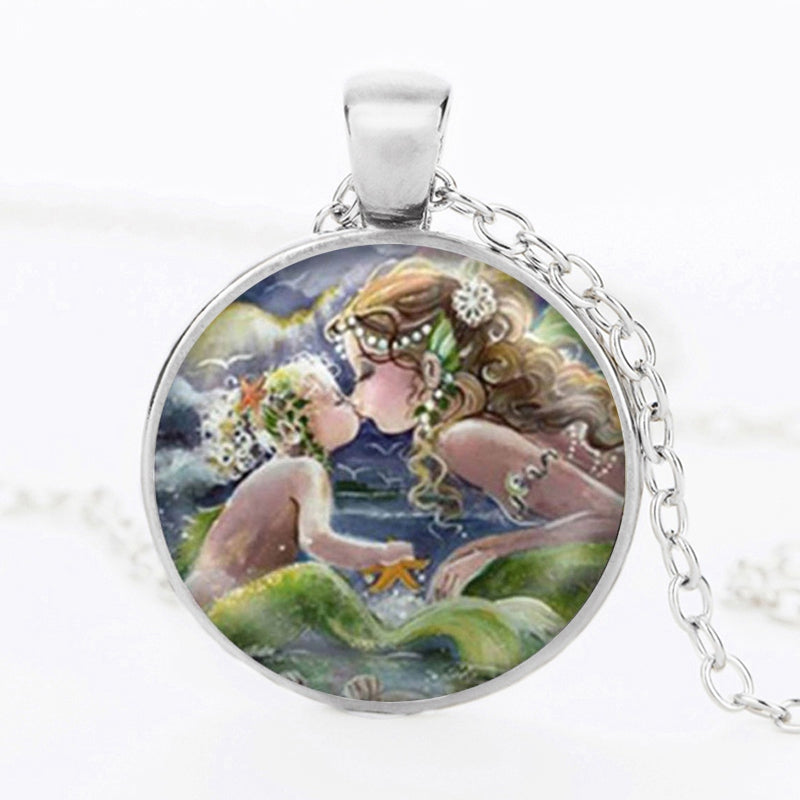 Collana pendente vetro dipinto