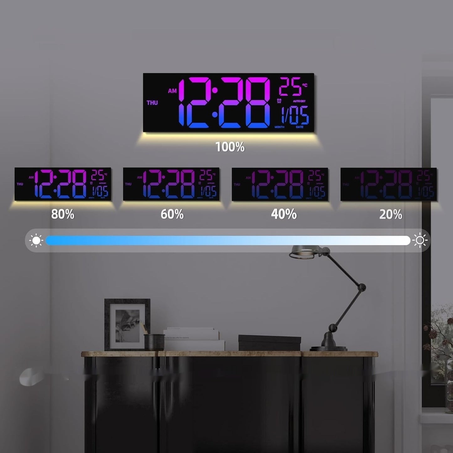Orologio da parete LED neon