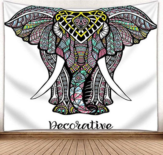 Arazzo Elefante con ali mandala pastello