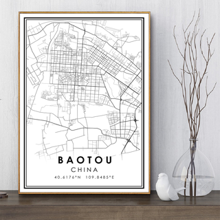 Quadro su tela Mappa città cinesi